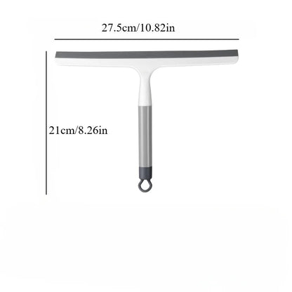 Two silicone shower scraper cleaners by BACKUPMYFILESNOW.COM® with squeegee blades for glass, bathroom, and window cleaning.