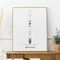 Minimalist NASA and SpaceX rocket blueprint canvas wall art, modern space-themed decor for living room or home.