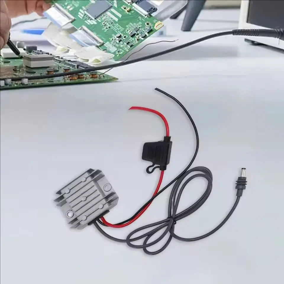 Starlink Mini 12V DC step-up converter with power cord, 9-28V input, 30V 3.5A output, for Starlink Mini power systems.