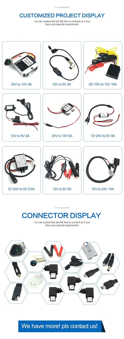 High performance Starlink satellite internet step-up power cable kit with 12V to 30V adapter, RV car charger, and 100W capacity.