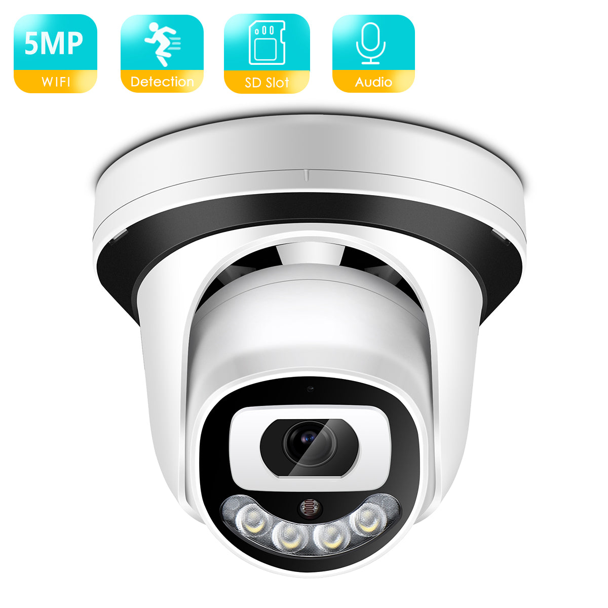 Dual optical 4MP IP security camera by BackupMyFilesNow.com with 3.6mm lens and 500W power, designed for surveillance.