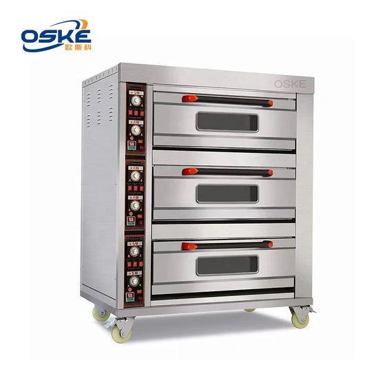 BackupMyFilesNow.com commercial bakery oven with 3 decks and 6 trays, gas and electric options for professional kitchen use.