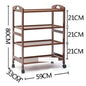Movable bamboo dining trolley with 3 layers, ideal for living room, kitchen, or salon storage, in brown with wheels.