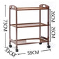 Brown bamboo dining trolley with 3/4 layers, movable design, ideal for tea, dining, or living room storage.