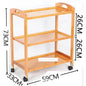 Brown bamboo movable dining trolley with 3/4 layers, ideal for tea, dining, or salon use, featuring a compact, versatile design.
