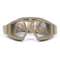 BackupMyFilesNow® tactical airsoft goggles with three lenses, khaki color, windproof and dustproof design for motocross and shooting.