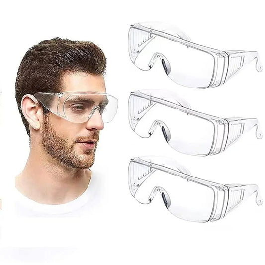 BackupMyFilesNow® 3-pack safety anti-fog goggles with wrap-around design, dust and chemical splash proof, ANSI Z87.1 certified, over eyeglasses