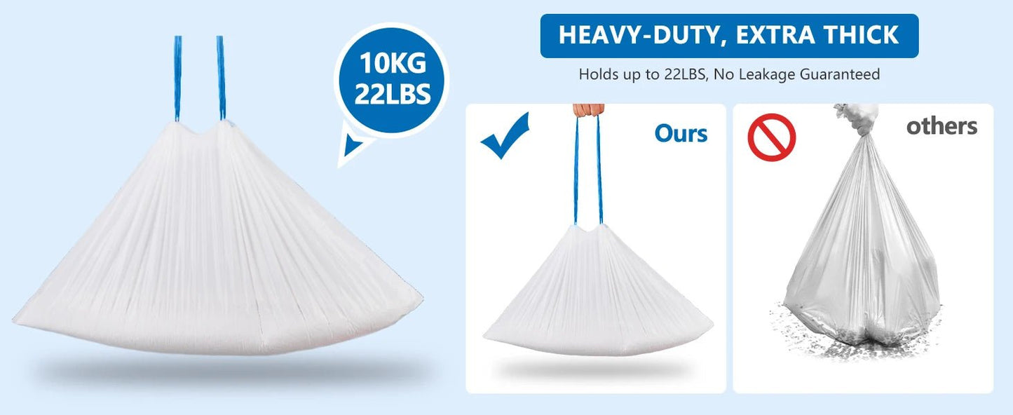 Three rolls of BackupMyFilesNow® self-cleaning cat litter box liners with drawstring trash bags, thick and suitable for automatic litter boxes.