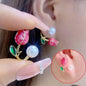 925 silver needle green flower earrings for women, Korean fashion jewelry with zircon leaf design, trendy luxury stud earrings.