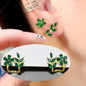 Silver needle green flower earrings for women, Korean fashion jewelry with zircon leaf design, stylish stud earrings.