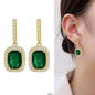 925 silver needle green flower earrings for women with zircon leaf design, Korean fashion jewelry, trendy stud earrings.