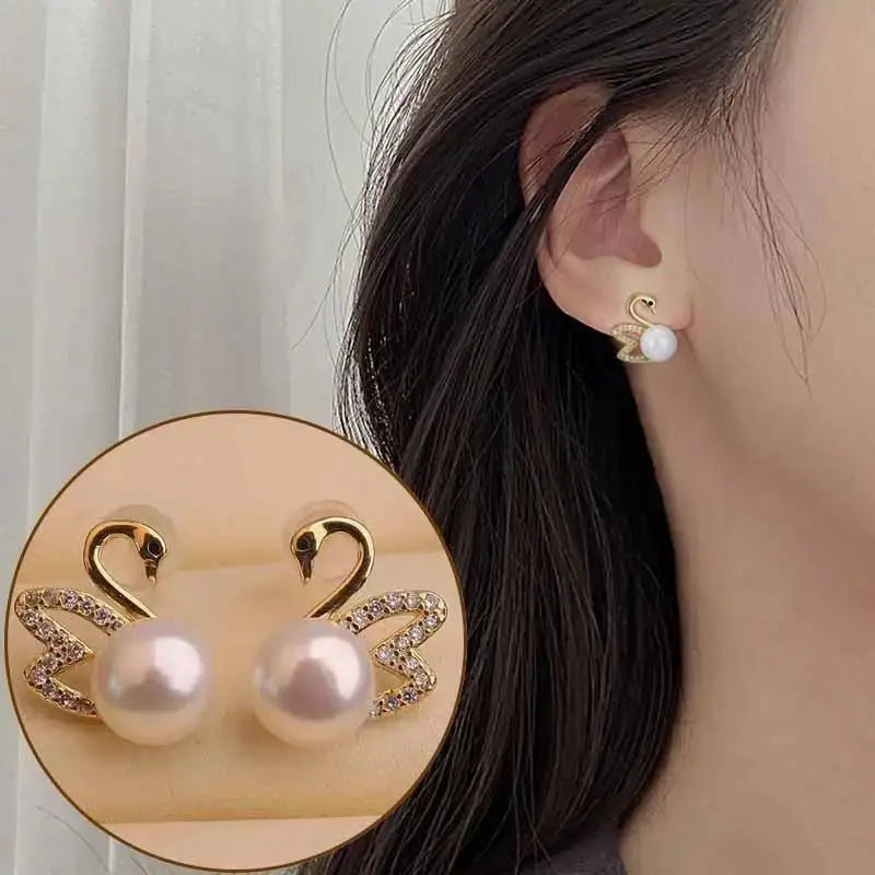 925 silver needle earrings featuring green flower and leaf design with zircon accents, stylish Korean fashion jewelry for women.