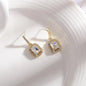 925 silver needle green flower earrings for women with zircon leaf design, Korean fashion jewelry, stylish stud earrings.