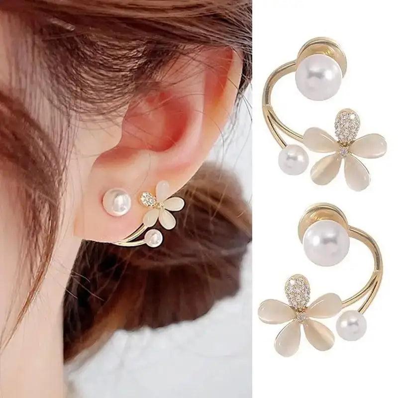 925 silver needle green flower earrings for women featuring zircon leaves, Korean fashion jewelry, trendy and luxurious stud earrings