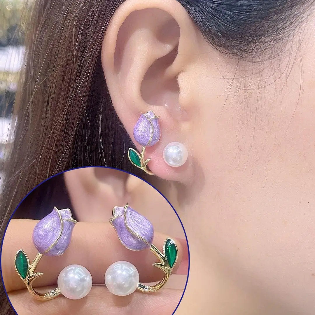 925 silver needle green flower earrings for women with zircon leaf design, Korean fashion jewelry, trending luxury stud earrings