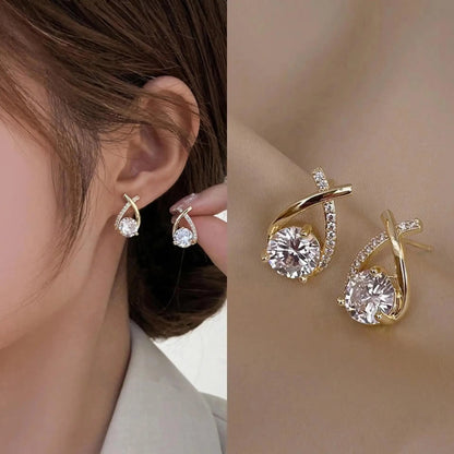 925 silver needle green flower earrings for women with zircon leaf design, Korean fashion jewelry, trendy luxury stud earrings