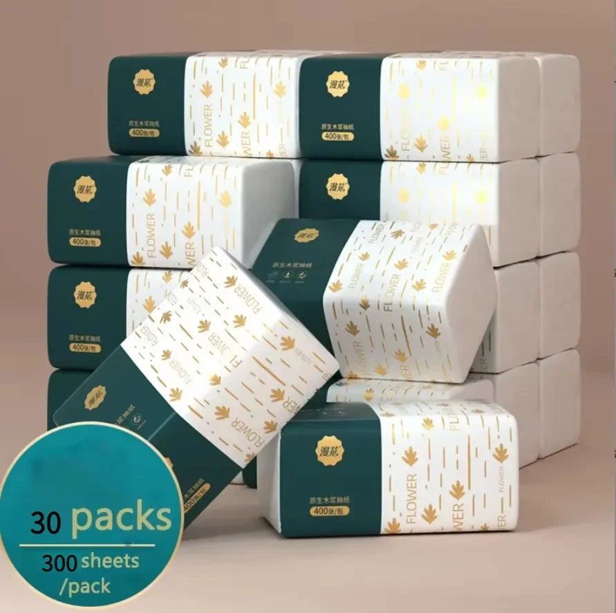 30 packs of BACKUPMYFILESNOW.COM® paper towels with 300 sheets each, including household toilet paper and napkins for household use