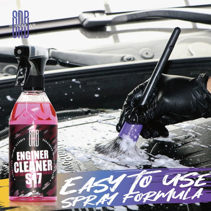 BACKUPMYFILESNOW.COM® engine bay cleaner spray removing oil, grease, and grime from engine components for deep decontamination.
