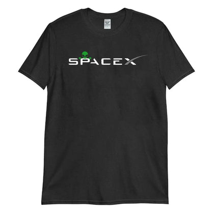Black SpaceX Aliens men's T-shirt featuring a space exploration alien design on high-quality cotton fabric.