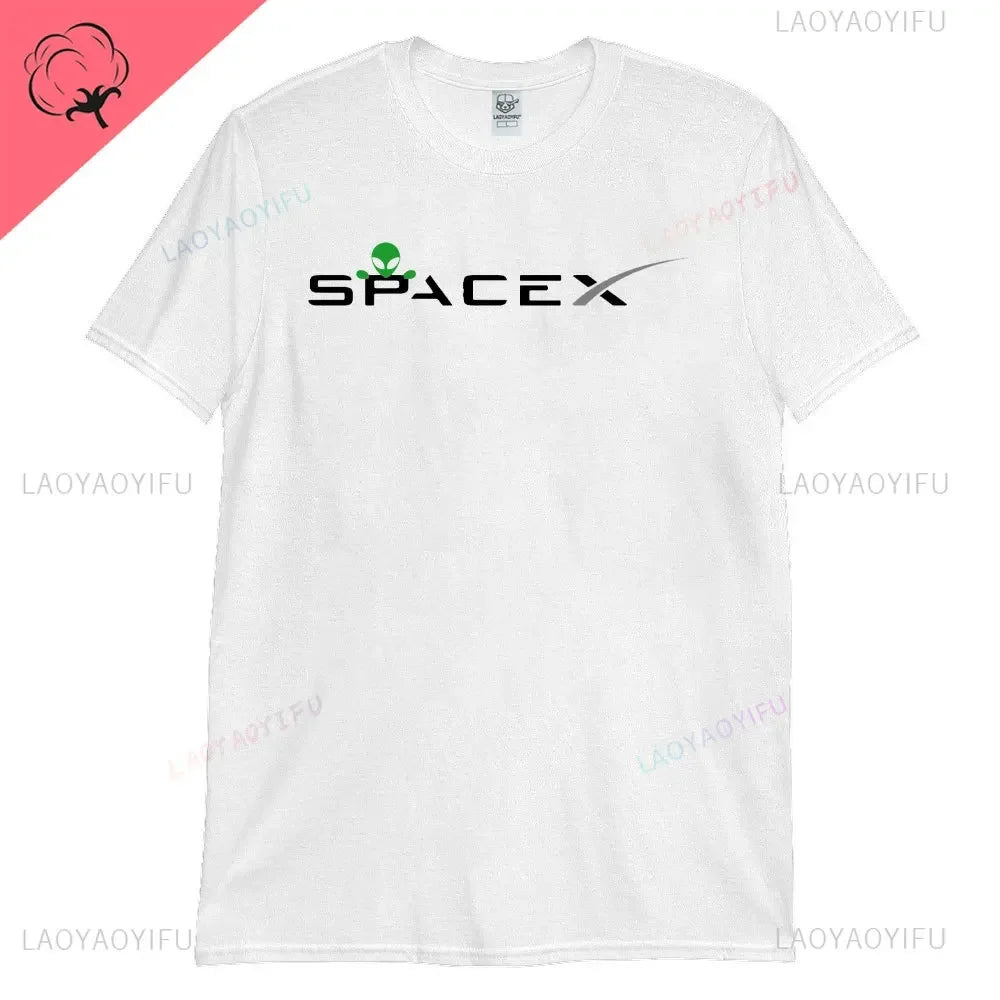 Black SpaceX Aliens T-Shirt for men featuring space exploration, alien design, high-quality cotton, Mars and Roswell science theme.