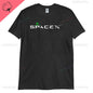 Black men's SpaceX Aliens T-shirt featuring a space exploration alien design, high-quality cotton fabric with Mars and Roswell science theme.