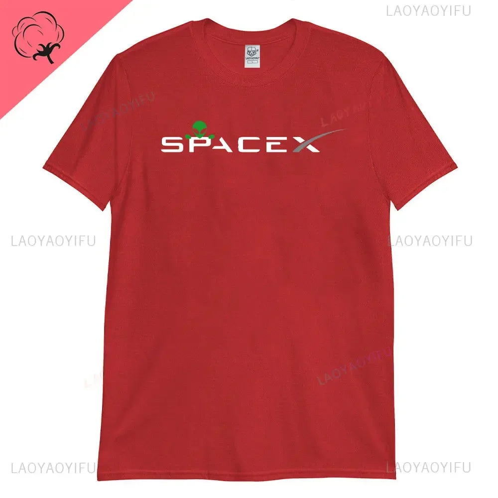 Black SpaceX Alien Men’s T-Shirt featuring space exploration, Mars, and Roswell-themed science design in high-quality cotton.