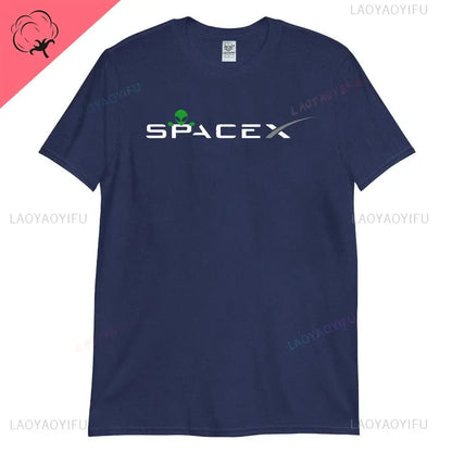 Black SpaceX Aliens men's T-shirt featuring a science and space exploration design with extraterrestrial and Mars themes.