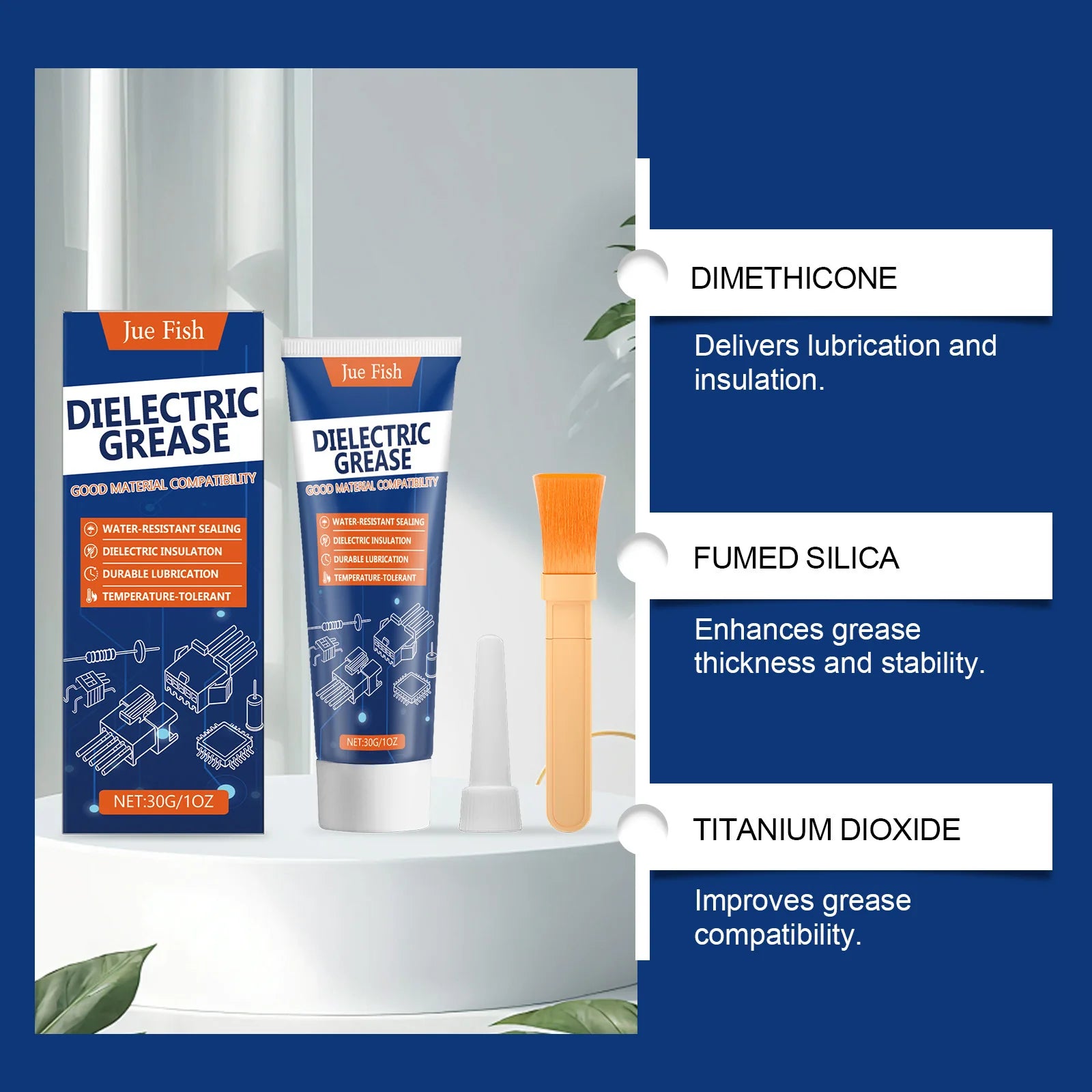 BackupMyFilesNow® 30g general-purpose dielectric grease for waterproof, insulating electrical connections in automotive and marine use.