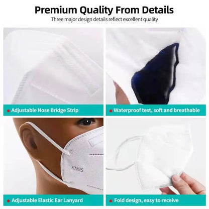 Set of 30 FFP2 masks with 5 layers for adult security protection, CE approved KN95 face masks for face safety.