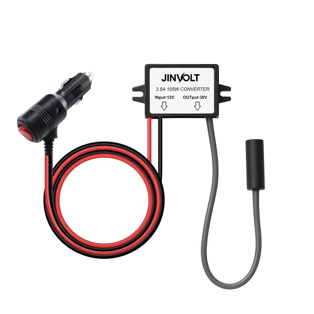 BackupMyFilesNow Starlink mini step-up power cable converts 12V/24V to 30V at 3.5A with DC input for reliable power supply.