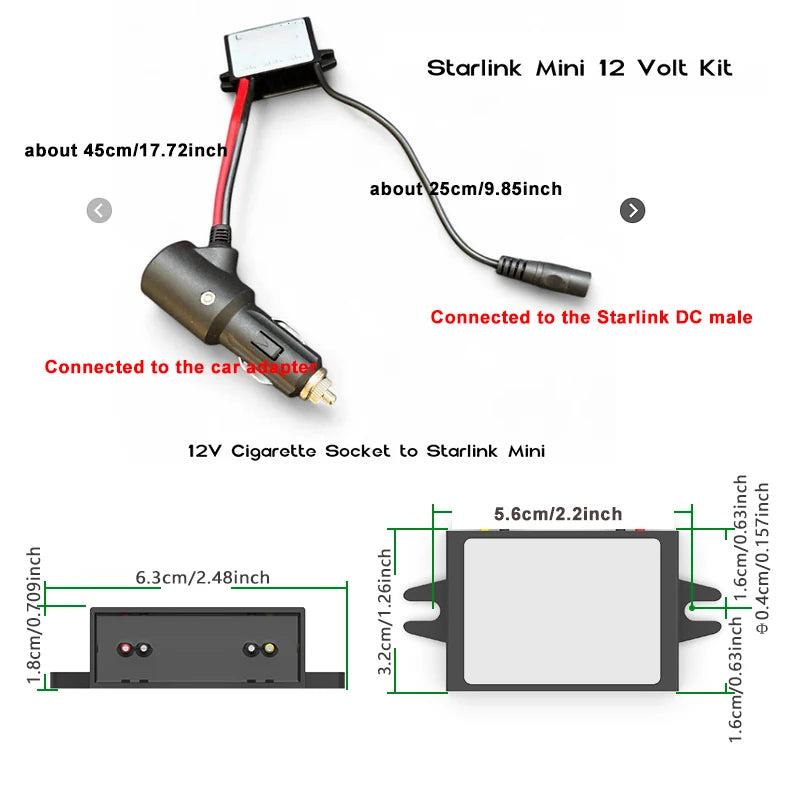 BackupMyFilesNow Starlink mini step-up power cable converting 12V/24V to 30V at 3.5A with DC input for satellite internet equipment.