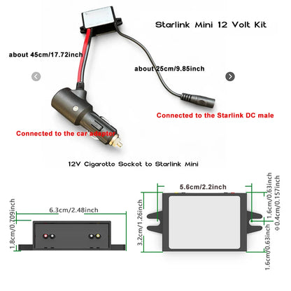 BackupMyFilesNow Starlink mini step-up power cable converting 12V/24V to 30V at 3.5A with DC input for satellite internet equipment.
