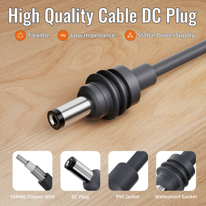 Starlink Mini 12V DC step-up converter with power cord, 9-28V input, 30V 3.5A output for Starlink Mini satellite internet setup.