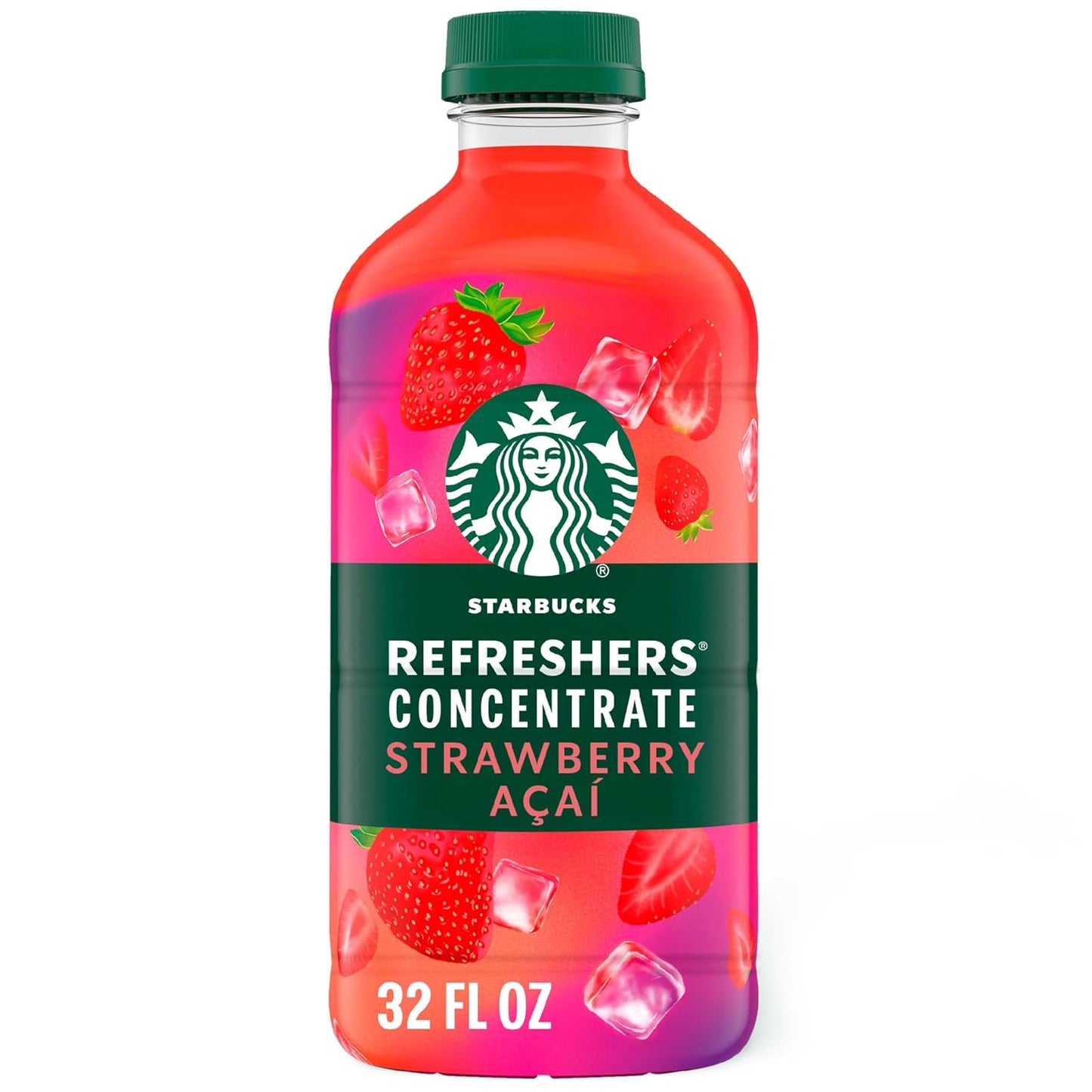 BackupMyFilesNow® Mango Dragonfruit Starbucks Refreshers Concentrate 32 fl oz bottle, cold refreshing drink with vibrant fruit flavor.