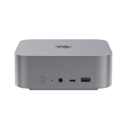 Gray SER8 Gaming Mini PC with AMD 7 8845HS, 32GB RAM, 1TB plus 2TB NVMe SSD, 4K 144Hz triple monitor setup