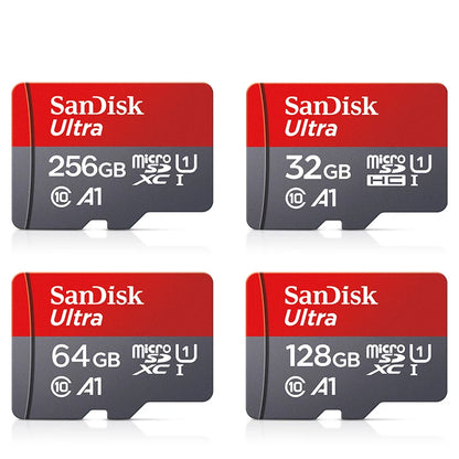 SanDisk A1 Micro SD card in various capacities with Class 10 UHS-1 for smartphones and data storage.