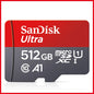 SanDisk A1 Micro SD card in 32GB, 64GB, 128GB, 256GB, or 512GB with Class 10 UHS-1 speed for smartphones.