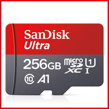 SanDisk A1 micro SD memory card in various capacities with Class 10 UHS-I for smartphones and storage expansion.