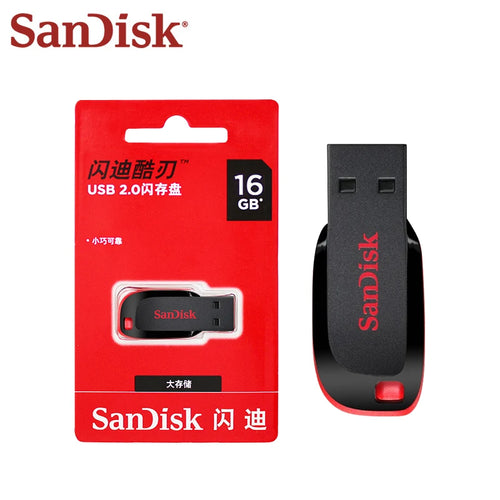 SanDisk CZ50 USB flash drive in 16GB, 32GB, 64GB, or 128GB with USB 2.0, compact mini key memory stick for PC data storage