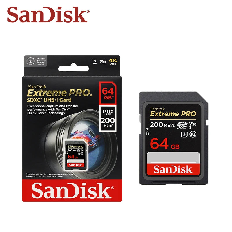 SanDisk V30 SD card for camera, 32GB capacity, UHS-I U3 C10 flash memory, up to 200MB/s transfer speed, original SanDisk product.