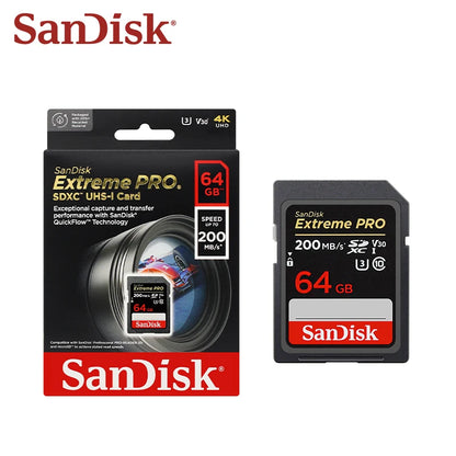SanDisk V30 SD card for camera, 32GB capacity, UHS-I U3 C10 flash memory, up to 200MB/s transfer speed, original SanDisk product.