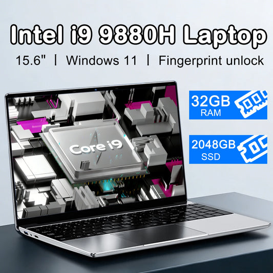 15.6-inch gaming laptop with Intel Core i9, 32GB RAM, 2TB SSD, ultra-slim design, Windows 11, suitable for home and study use