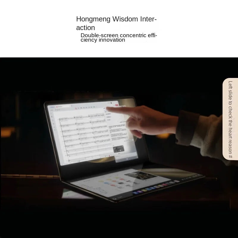 HUAWEI MateBook Fold ultra-light folding laptop with 18-inch dual-layer OLED display and HarmonyOS 5 in white color.