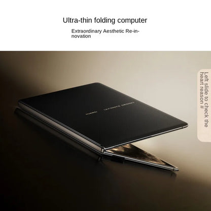 HUAWEI MateBook Fold ultra-light folding computer with 18-inch dual-layer OLED display and HarmonyOS 5 in white color.