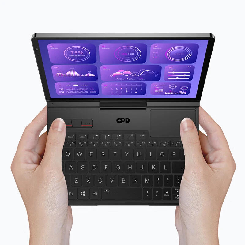 GPD Pocket 4 2025 mini laptop with AMD R7 8840U processor, 8.8-inch 2.5K display, 144Hz refresh rate, compact design.