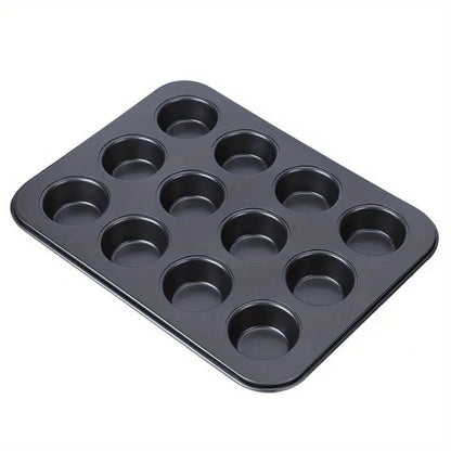Non-stick 12-cup muffin pan and baking tray by BACKUPMYFILESNOW.COM®, perfect for baking muffins and cupcakes in the kitchen.