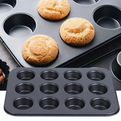 Non-stick 12-cup muffin pan and baking tray from BACKUPMYFILESNOW.COM®, ideal for baking muffins and cupcakes.