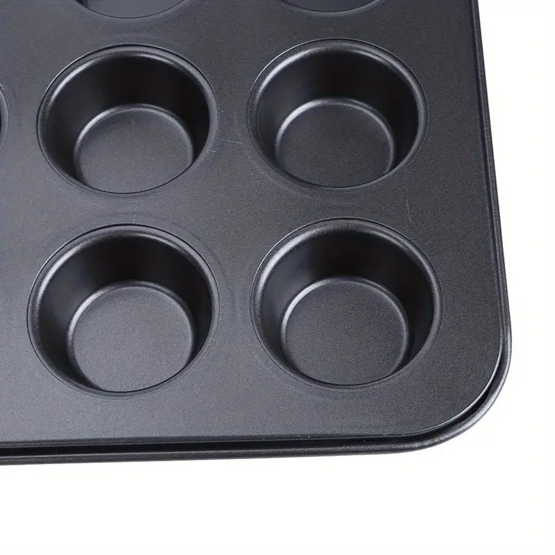 Non-stick 12-cup muffin pan and baking tray by BACKUPMYFILESNOW.COM® with durable non-stick coating, ideal for baking muffins and cupcakes
