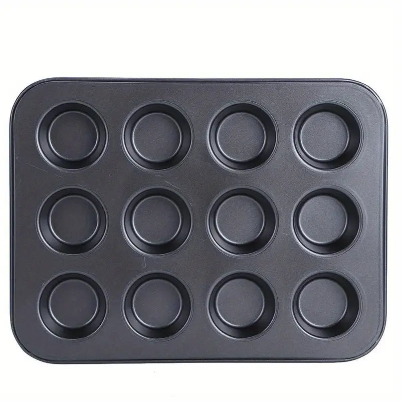 Non-stick 12-cup muffin pan and baking tray by BACKUPMYFILESNOW.COM® with 35x26x5cm dimensions for baking cupcakes and muffins