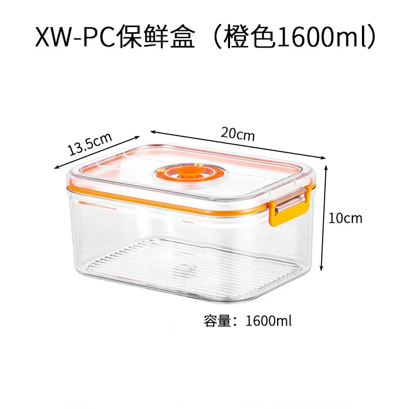 Transparent vacuum fresh-keeping storage box by BackupMyFilesNow.com, 3500ml, microwave-safe, sealed canister for food organization.